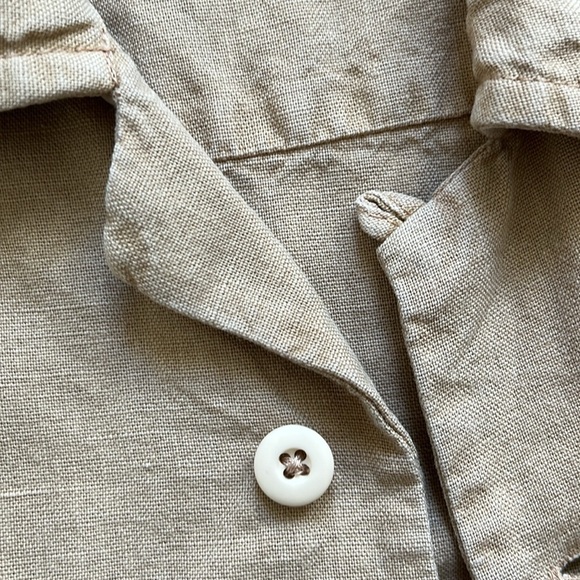 Adriano Goldschmied Cotton & Linen Short Sleeve Camp Shirt in Tan / Beige - Picture 9 of 10